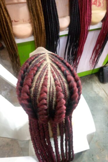 Crimson Cascade Braids