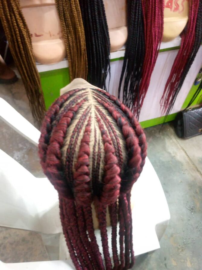 Crimson Cascade Braids
