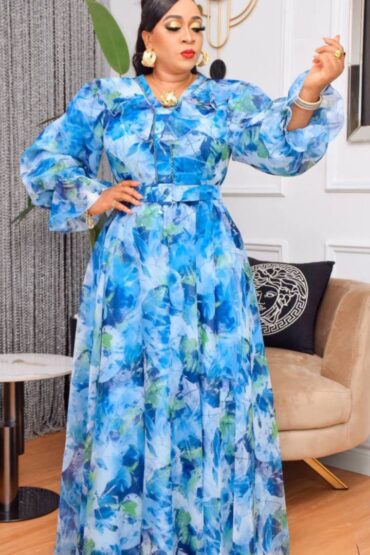 Azure Bloom Maxi Dress