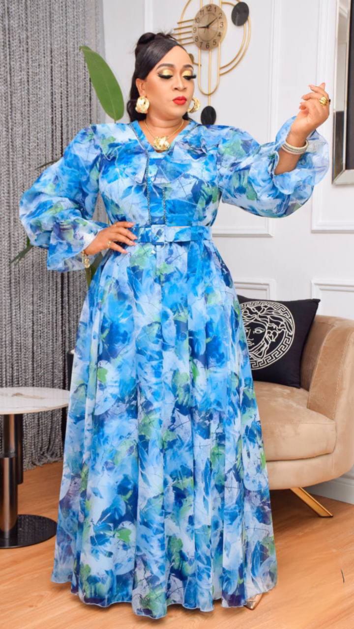 Azure Bloom Maxi Dress