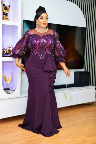 Majestic Plum Beaded Gown