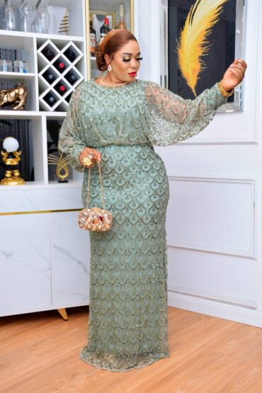 Midnight Sapphire Beaded Gown