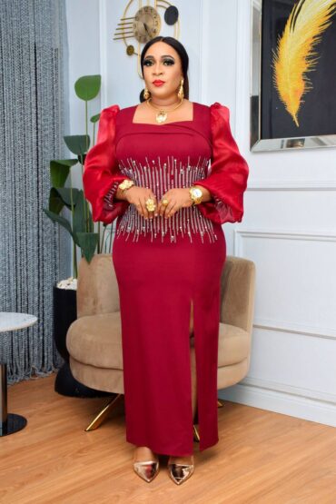 Red Gold Beaded Maxi